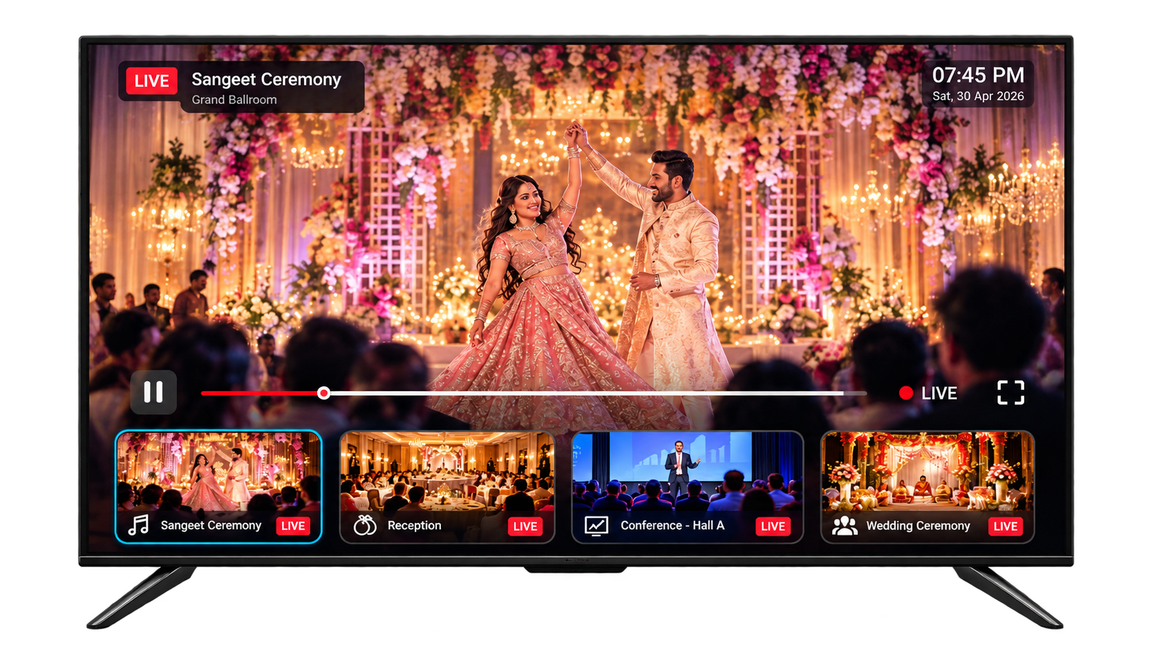 Live Wedding & Event Streaming to Selected Rooms